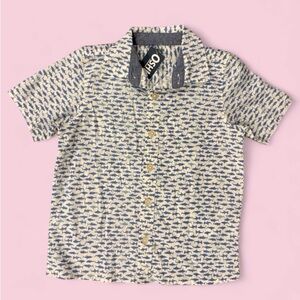 NWT OshKosh B’gosh Short Sleeve Shark Print Button Up Shirt Size 4T